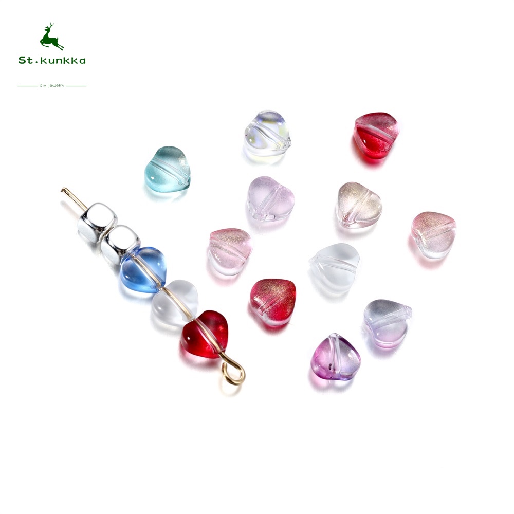 ✨  ลูกปัดหัวใจสีสันสดใส 20-50 ชิ้น แก้วคุณภาพสูง สำหรับ DIY สร้อยข้อมือ-สร้อยคอ งานแฮนด์เมด