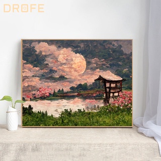 Drofe 【40*50 ซม. ไม่มีกรอบ】ภาพวาดระบายสีตามตัวเลข รูปทิวทัศน์ สําหรับผู้ใหญ่ ตกแต่งผนังบ้าน DIY