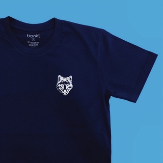 bank’s Fox in Navy T-Shirt Cotton USA เสื้อยืดสีกรม เสื้อยืดคอกลม เสื้อยืดคุณภาพดี