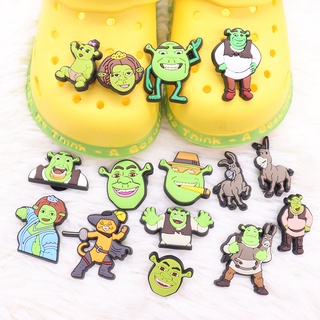 อุปกรณ์เสริม จี้รูปมอนสเตอร์น่ารัก สีเขียว สําหรับตกแต่งรองเท้า Crocs Jibbits Anime Jibitz Charm Donkey Jibits Crocks