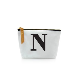 กระเป๋าผ้าลายอักษร ALPHABET  Pouch Coin Bag  WHITE  N