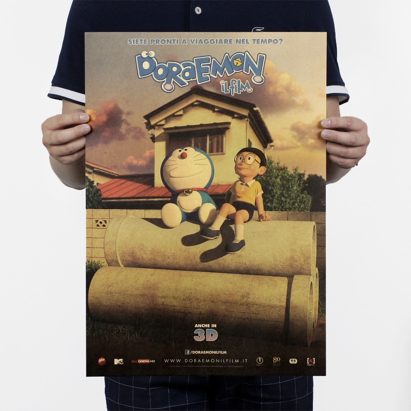 Doraemon /C/Walk with me/Animation กระดาษคราฟท์โปสเตอร์ตกแต่ง 51x36cm