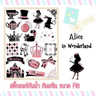 สติ๊กเกอร์ Alice in Wonderland (Black &amp; Pink)