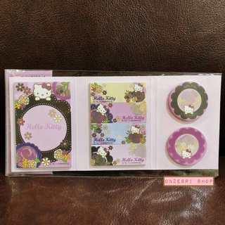 กระดาษโน้ตมีกาว Slim Sticky Note แบบเล่มเล็กบาง ลาย Hello Kitty ดอกไม้สีม่วง ขนาด 18.5 x 8.5 ซม.