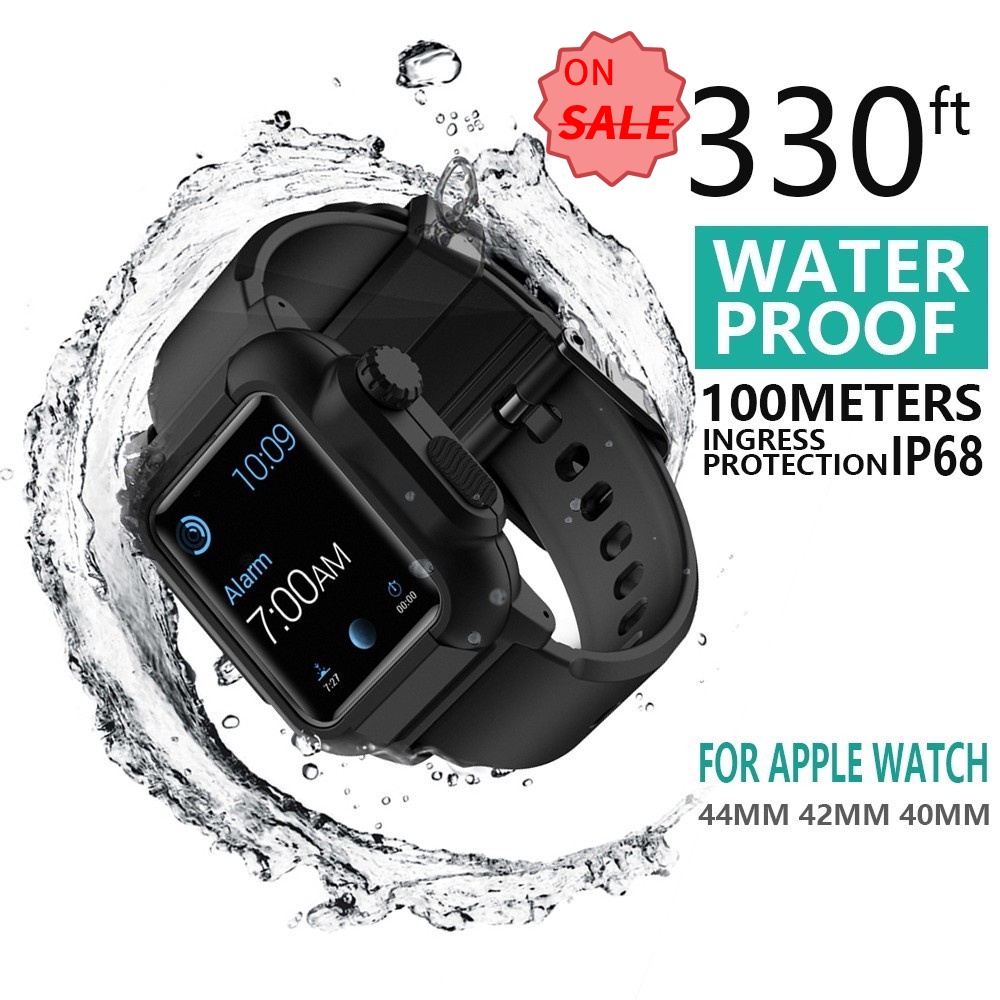 【สายนาฬิกา Apple Watch】เคสกันน้ํา IP68 พร้อมสายคล้อง สําหรับ Apple Watch Series 6 se 5 4 44 มม. 40 มม. iWatch Series 1 2 3 42 มม.