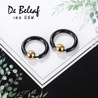 De Beleaf ต่างหูแฟชั่น แบบห่วง หนา 2.5mm สีเงิน/สีดำ สไตล์เกาหลี สแตนเลส 316L ปลอดภัย ไม่แพ้