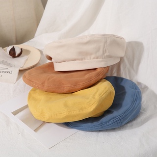 แฟชั่นทั้งหมดตรงกับ Morandi Beret ผู้หญิงสีทึบแบน Top Four Seasons แปดเหลี่ยมหมวกเกาหลีรุ่นญี่ปุ่น Breathable น่ารัก Art จิตรกรหมวก