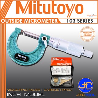 Mitutoyo ไมโครมิเตอร์วัดนอกเฉพาะหน่วยนิ้ว รุ่น 103 - Outside Micrometer Inch Size Only Series 103