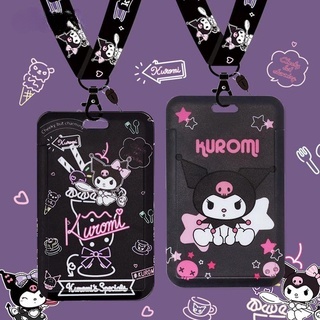 เคสบัตรรถบัส ลายการ์ตูนคุโรมิ พร้อมสายคล้องคอ สําหรับโรงเรียน