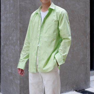 Hunter Studios เสื้อเชิ้ตแขนยาว ผ้าCotton สี Neon Green