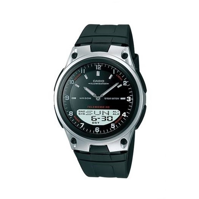 Casio Standard นาฬิกาข้อมือผู้ชาย สายเรซิ่น รุ่น AW-80-1A - สีดำ