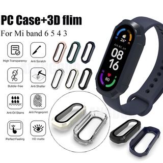 เคสป้องกันหน้าจอ สําหรับ Xiaomi Mi band 7 6 5 PC เคส + กระจกนิรภัยสมาร์ทวอทช์ สําหรับ Mi Band6 Band5 4 3