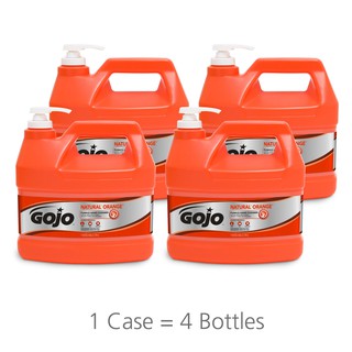 GOJO Natural Orange Pumice Hand Cleaner - 1 Gallon (3785ml) with Dispensing Pump (Pack of 4) FDA Number 10-2-5976483