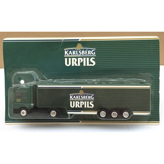 1/87 Trailer Ad Truck หัวลากสีเขียว รุ่น Benz Actros โฆษณา Karlsberg Beer (รถยาว 18.5 cm)