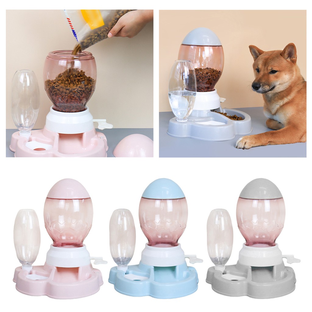 เครื่องให้อาหารสัตว์เลี้ยงอัตโนมัติ ความจุเยอะ 2.2 ลิตร 600 มล. 2 in 1