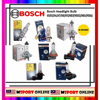 (1 เมล็ด) หลอดไฟฮาโลเจน Bosch ECO 12V 55W 100W H1 H3 H4 H7 H8 H11 HB3 9005 HB4 9006 PROTON PERODUA TOYOTA HONDA