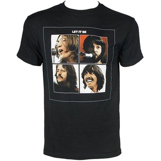 ผ้าฝ้ายคอกลม100%cotton เสื้อยืดคอวีผู้ชาย Old Glory The Beatles - Let It Be Adult T-Shirt - Small Black men เสื้อ ยืด ผู