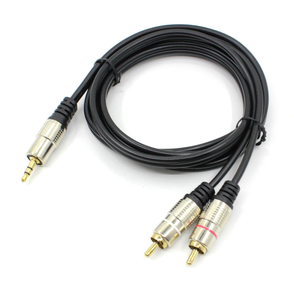 สายเคเบิลสัญญาณเสียง จาก 3.5 มม. เป็น RCA 2 หัว (ตัวผู้หัวคู่) สำหรับโทรศัพท์ หูฟัง ลำโพง [1.5 ม./3 ม./5 ม./10 ม.]
