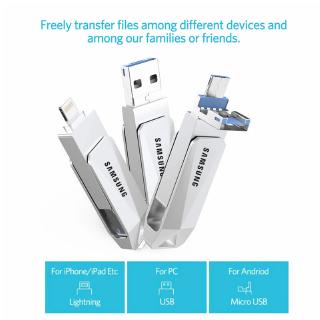 Samsung 3IN1 เเฟลชไดรฟ์เก็บข้อมูล สำหรับ iphone OTG Pendrive USB Flash Drive for Android/ iOS/PC