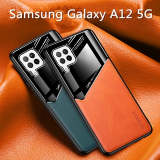 เคสโทรศัพท์ Samsung Galaxy A12 5G Phone Case Silicone TPU Soft Ultra-thin Leather Back Cover Magnetic Casing for Samsung A12 เคส