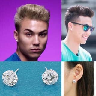 💟 ต่างหูแป้น สแตนเลส งานนำเข้าจากเกาหลี ประดับด้วย เพชร cubic zirconia หน้าขนาด 10 mm ก้าน 1 mm งาน เกาหลี