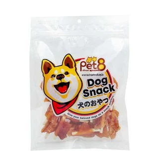 PET8 สันในไก่สไลด์เจอกี้ 225gแพ๊คขนาดกลาง chicken jerky medium pack 150-165g