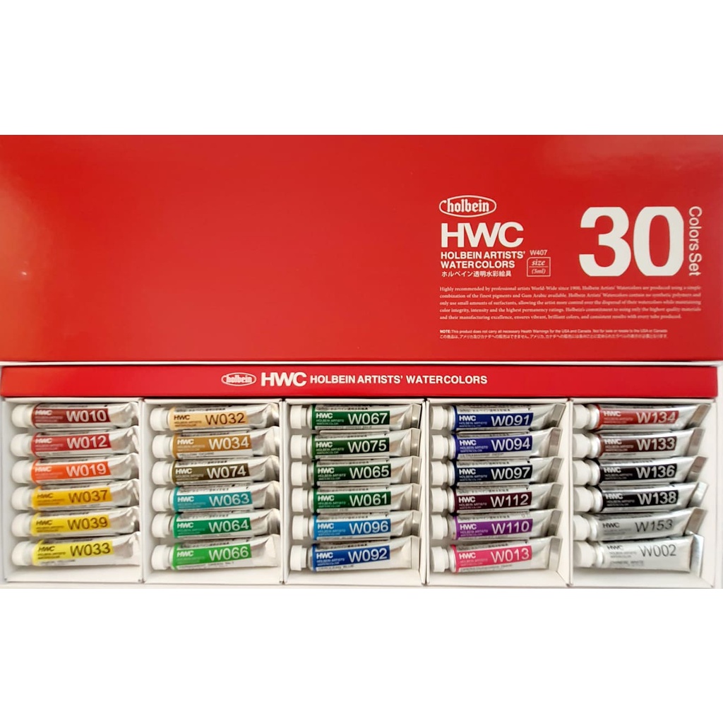 สีน้ำโฮลเบนเซ็ท 30 สี 5มล 30 color set 5ml W407 Japan Holbein Artist Watercolor ホルベイン水彩絵具 5ml 30色セット