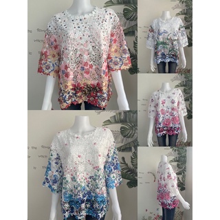 ใหม่🌺เสื้อลูกไม้พิมพ์ลายอก40-46นิ้ว#เสื้อใส่เที่ยว#เสื้อออกง…