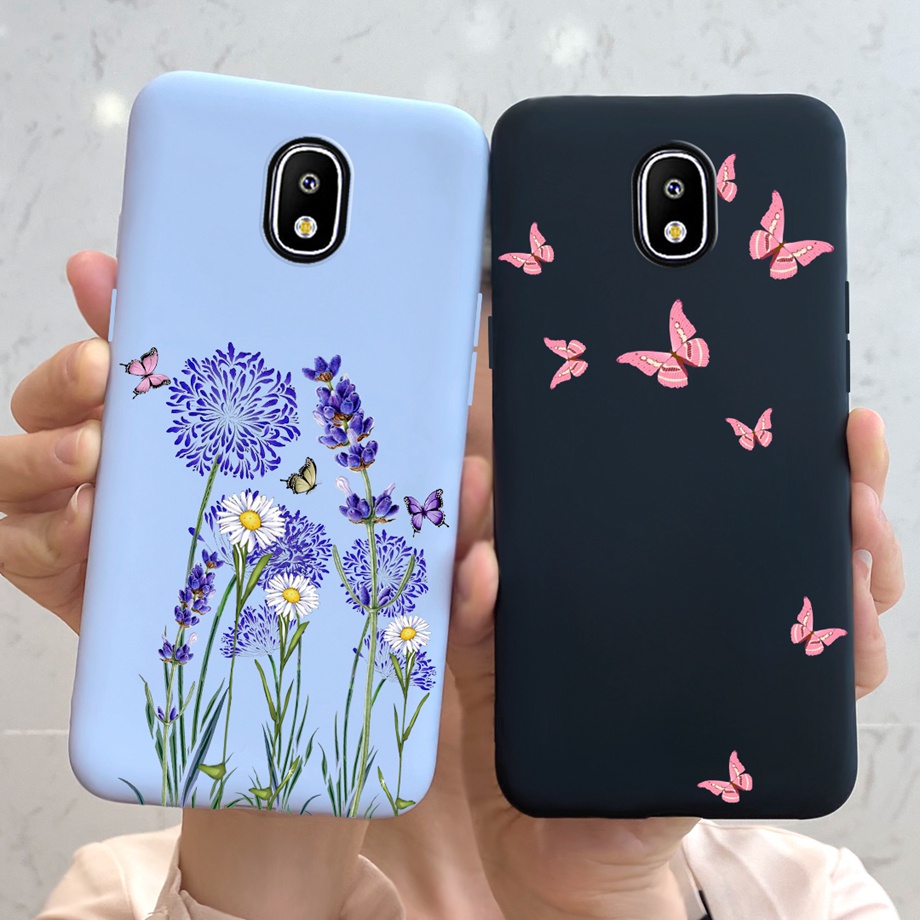 เคสโทรศัพท์มือถือแบบนิ่ม ผิวด้าน ลายดอกไม้ ผีเสื้อ สําหรับ Samsung Galaxy J3 J5 J7 Pro 2017 J330F J5