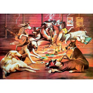 โปสเตอร์ รูปวาด หมา ล้อเลียน Dogs Playing POSTER 20”x30” Inch Classic Vintage DOG Painting v8