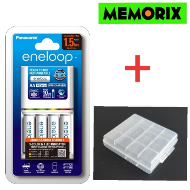 ถูกที่สุด ของแท้ Original  Panasonic eneloop Battery Quick Charger 1.5hrs. พร้อมถ่าน AA 4 ก้อน แท่นช