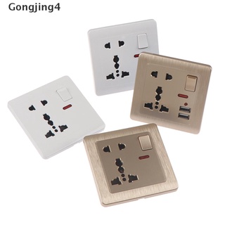 Gongjing4 ซ็อกเก็ตติดผนังพร้อมสวิทช์ไฟ Led 5 หลุม Usb ติดผนัง