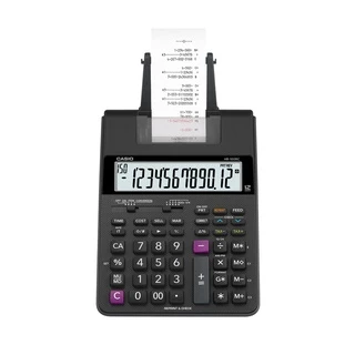 Casio Calculator เครื่องคิดเลข คาสิโอ รุ่น HR-100 RC+AD-A60024EG แบบพิมพ์กระดาษ 12 หลัก สีดำ