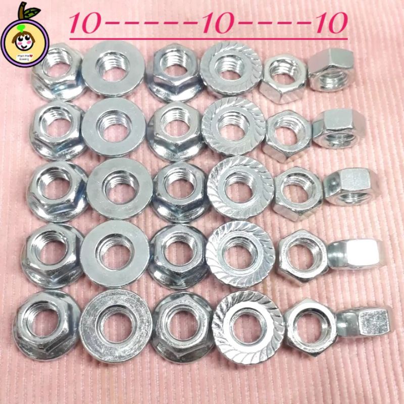 น็อตตัวเมียเบอร์12(M8×1.25)(1ถุง30ตัว)(ธรรมดา10จานจักร10จานเรียบ10) ราคา ถูกที่สุด ดีลบีเคเค