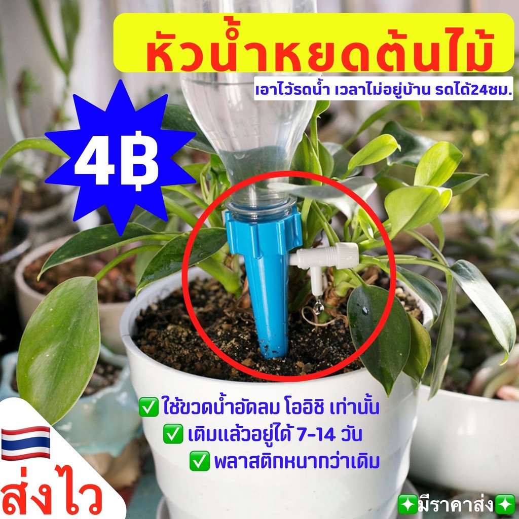 หัวน้ำหยดต้นไม้ DIY ที่รดน้ำ หัวแบบสวมใช้ได้กับขวดน้ำดื่ม หัวหยดน้ำ รดน้ำต้นไม้ ใช้กับ ขวดน้ำเปล่า ขวดน้ำอัดลม 10-15วัน