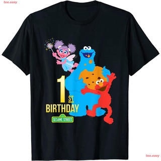 ลายน่ารัก  วงดนตรี หิน นักร้อง เด็กผู้ชาย เสื้อยืด Sesame Street 1st Birthday T-Shirt เสื้อคู่ ยุโรปและอเมริกา เสื้อ