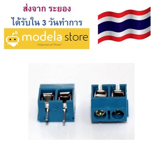 Screw Terminal Block 2 pin Connector 5mm Pitch คอนเน็คเตอร์แบบสกรูหมุน 2 ขา สีน้ำเงิน ระยะห่างระหว่างขา 5 มม. จำนวน 2 ชิ