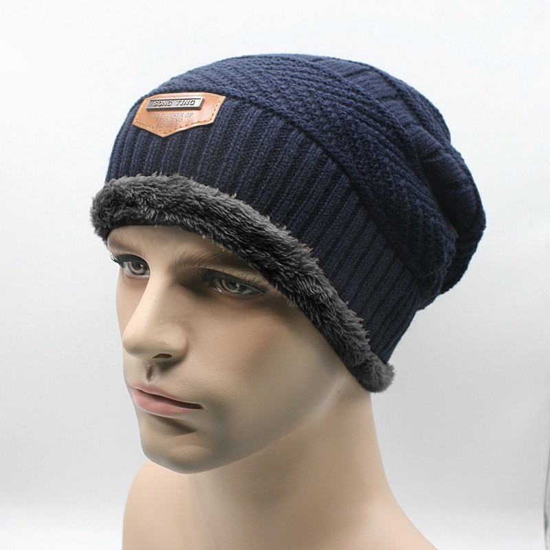 Song Ting Wool Winter Beanie Hat - สีฟ้า
