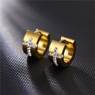 Our XX Diamond Cross Gold ต่างหูเจาะ วัสดุไทเทเนียมเกรดเครื่องมือแพทย์