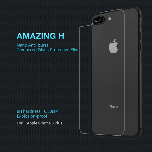 ฟิล์มกระจกนิรภัยด้านหลังตัวเครื่อง (Back Cover) Apple iPhone 8 Plus รุ่น Amazing H  0.33mm. 9H hardness