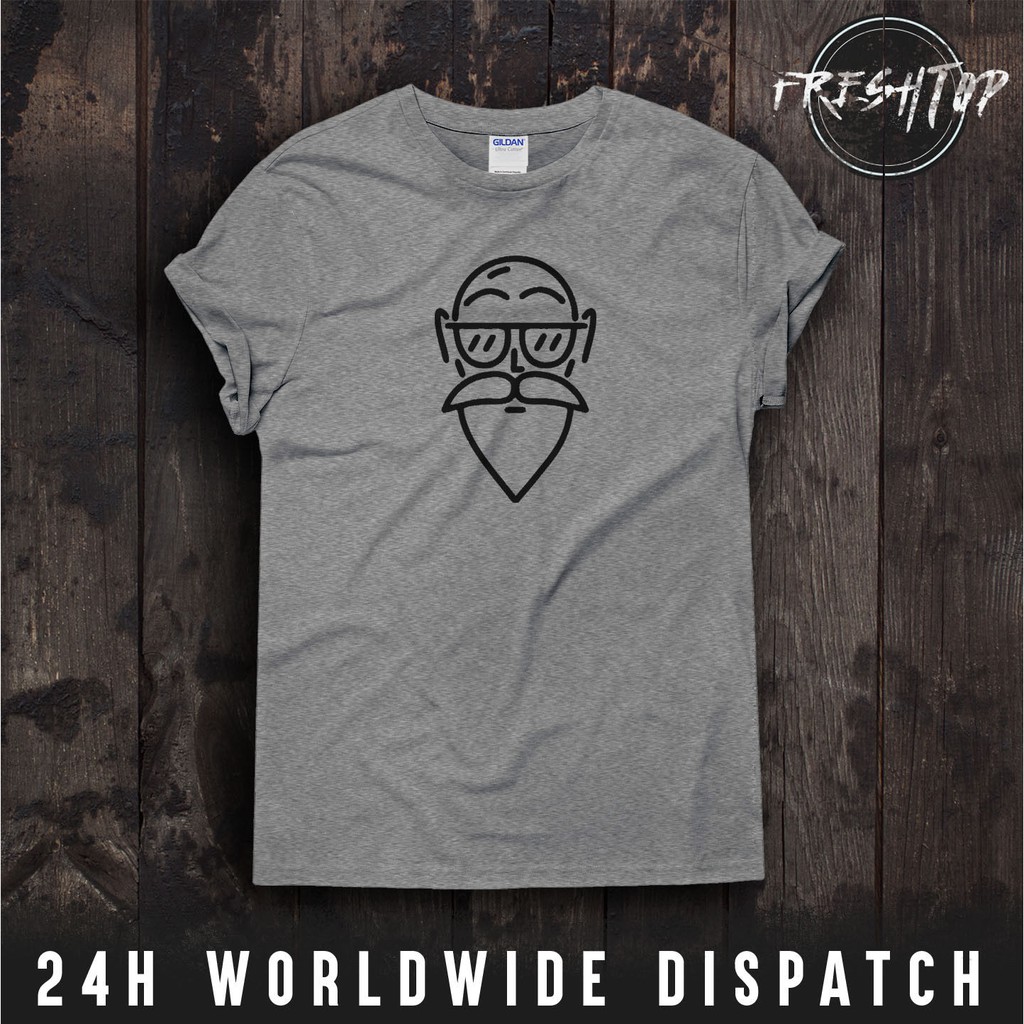 ผู้ชายเสื้อยืด Fashion T Shirt Men ผู้เฒ่าเต่าผู้ชายเสื้อยืดดราก้อนบอลซูเปอร์สีเทา