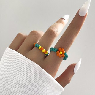 แหวนลูกปัดสีสันสดใส 2pcs beaded ring