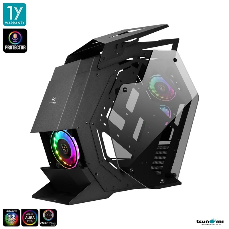 [มือ2] TSUNAMI PROTECTOR BEAST KK ARGB SOUND SYNC TEMPERED GLASS MUTANT ATX GAMING CASE