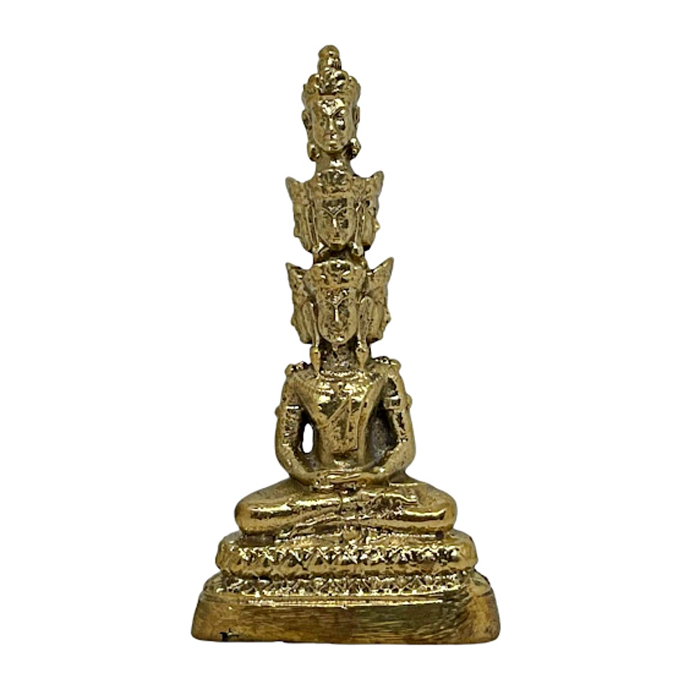 พระเศรษฐีนวโกฏิ พระทรงเครื่องแบบขอม พระพุทธรูป วัสดุทองเหลือง สูง 3.5 นิ้ว home decor by boss