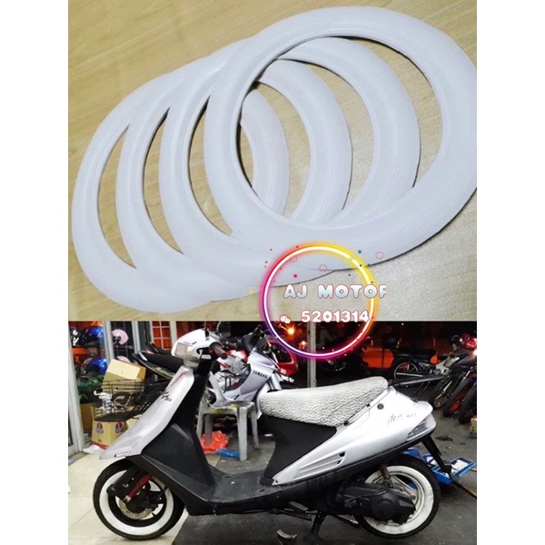 1 ชุด 4 ชิ้น TIRE TAYAR ยาง GETAH สีขาวผนัง PUTIH 10 12 13 14 16 17 INCI SPORTRIM RIM V100 VS125 VR1