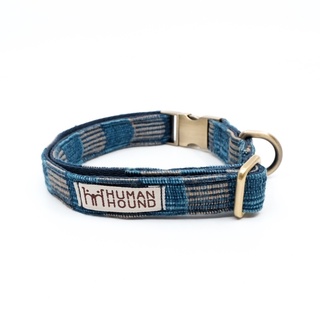 ปลอกคอสุนัข X Indigo collar- Human &amp; Hound Indigo Square: ปลอกคอสุนัข รุ่นผ้าทออินดิโกสี่เหลี่ยม