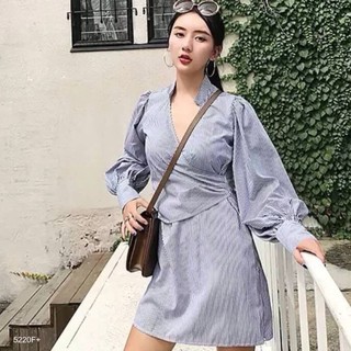 TW5220 Dress เดรสลายริ้วเล็ก