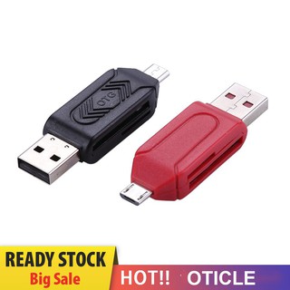 Alloet อะแดปเตอร์การ์ดรีดเดอร์ 2 In 1 Usb 2 . 0 Otg Card Reader Tf / Sd