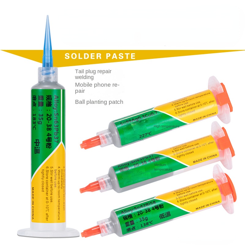 Syringe Type Solder Paste Sn63Pb37 Low Temperature Solder Paste Mobile Phone Repair Ball Patch Tail 