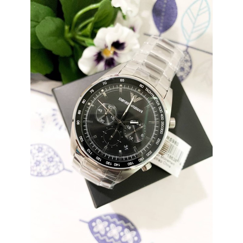 (ผ่อน0%) นาฬิกา 🍁Emporio Armani🍁 🍁Men's Chronograph Stainless Steel Watch 🍁AR5980 หน้าปัดเงิน 43 mm